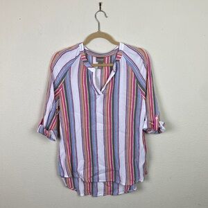 Chico's | Stripe Crinkle Popover Top 1 (M/8)